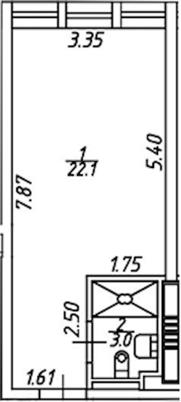 Квартира студия 21.53 м², 10/15 эт., Апарт-отель «Апарт-отель 25-7 Заневский»